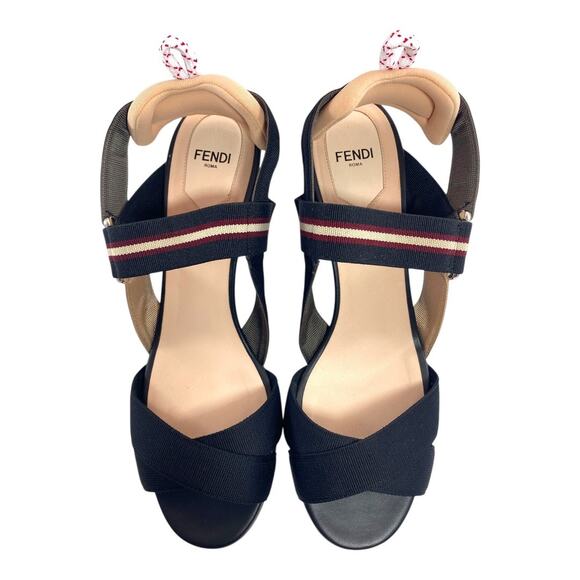Fendi Colibrì Multi NIB Nylon Strappy EU 39 1/2 US 9.5 Slingback Heels Sandals - Picture 2 of 15